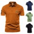 Men  T shirt Summer Fashion Outdoor Style Label Printing Short sleeved Lapel Shirt Black XL