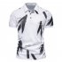 Men  T shirt Summer Ink Letters Printed Short sleeved Rib knit Cuff Lapel Shirt White XL