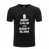 Men T shirt Summer Tops Short Sleeve Letter Printing Crew Neck Slim Male Base Shirt Black M