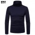 Men Thermal Cotton High Neck Sweaters Stretch Turtleneck Shirt Tops Navy L