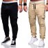 Men Twill Jogger Pants Big Pocket Elastic Drawstring Casual Trousers Slim Fit  ArmyGreen M