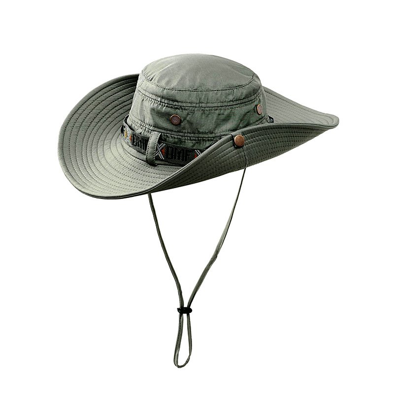 Men UV Protection Bucket Hat Fishing Climing Summer Fisherman Hat for Outdoor Cap dark green