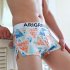 Men Underwear Boxer Briefs Cotton Low waist Cartoon Anime Plants Plaid Printing Underpants Pink caricature L