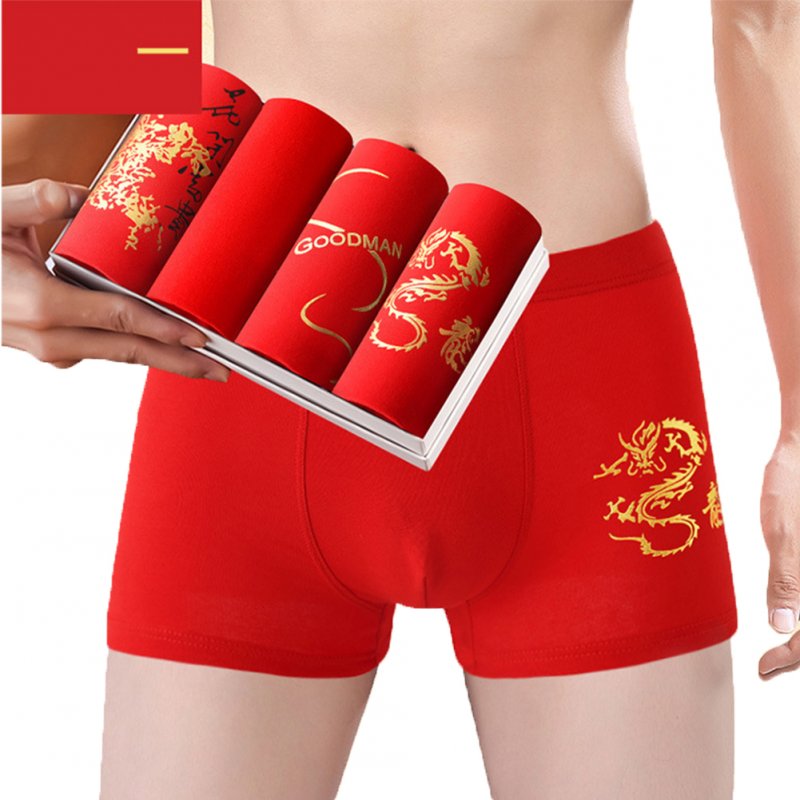 Men Underwear Cotton Red Underwear Combination one_XL [55-65KG]