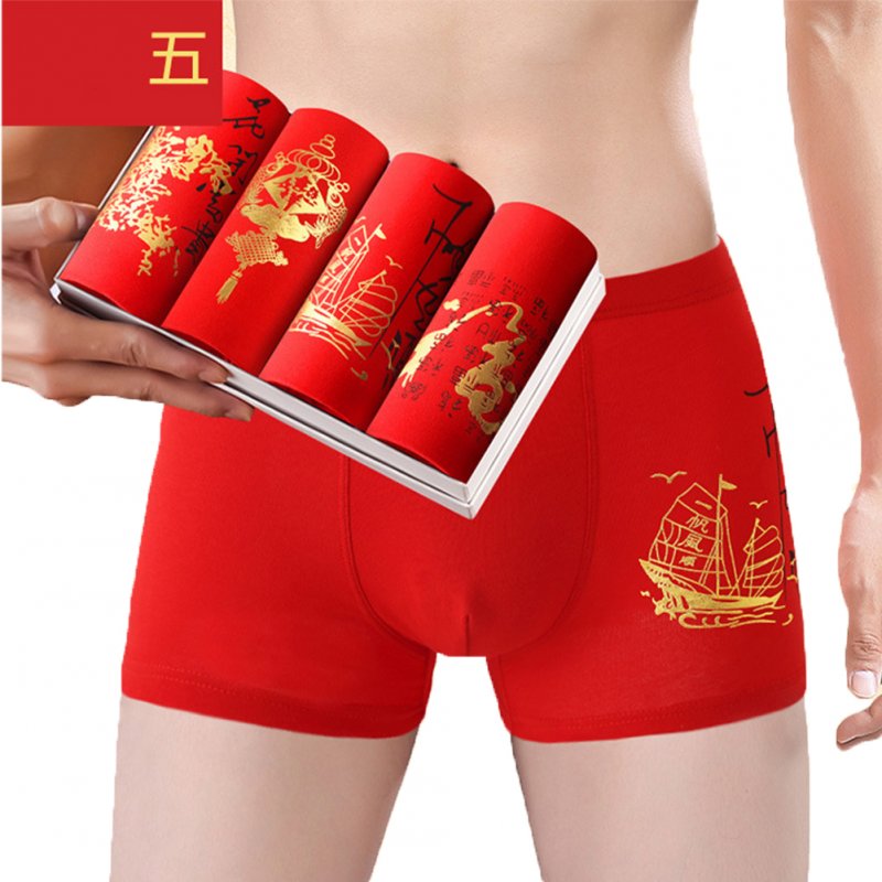 Men Underwear Cotton Red Underwear Combination five_XL [55-65KG]