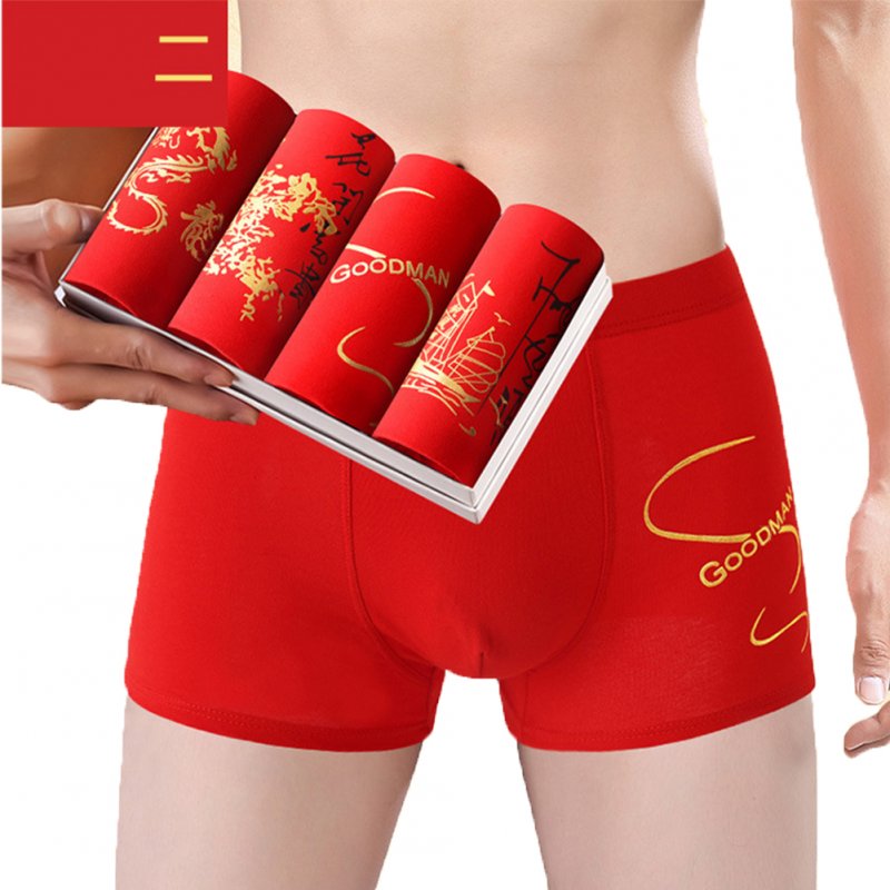 Men Underwear Cotton Red Underwear Combination two_XL [55-65KG]