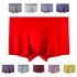 Men Underwear Plus Size Loose Modal Seamless Underpants Middle Waist Solid Color Breathable Underwear bright red 2XL  70 82 5kg 