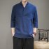 Men V neck Cotton Linen T shirt Summer Chinese Style Slim Fit Large Size Tops Simple Solid Color Casual Shirt coffee color 2XL