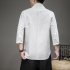 Men V neck Cotton Linen T shirt Summer Chinese Style Slim Fit Large Size Tops Simple Solid Color Casual Shirt coffee color 2XL