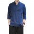 Men V neck Cotton Linen T shirt Summer Chinese Style Slim Fit Large Size Tops Simple Solid Color Casual Shirt coffee color 2XL