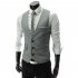 Men V neck Fashion Slim Fit Suit Solid Color Casual Waistcoat black L