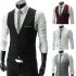 Men V neck Fashion Slim Fit Suit Solid Color Casual Waistcoat black L