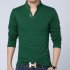Men V neck T shirt Fashion Long Sleeves Slim Fit Solid Color Shirt Casual Large Size Pullover Thin Tops red M