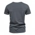 Men V neck T shirt Short sleeved Solid Color Casual Fake Two piece Bottoming Shirt dark gray XL