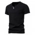 Men V neck T shirt Short sleeved Solid Color Casual Fake Two piece Bottoming Shirt dark gray XL