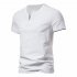 Men V neck T shirt Short sleeved Solid Color Casual Fake Two piece Bottoming Shirt dark gray 3XL