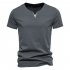 Men V neck T shirt Short sleeved Solid Color Casual Fake Two piece Bottoming Shirt dark gray 5XL