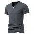 Men V neck T shirt Short sleeved Solid Color Casual Fake Two piece Bottoming Shirt White XL