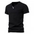 Men V neck T shirt Short sleeved Solid Color Casual Fake Two piece Bottoming Shirt White XL