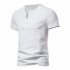 Men V neck T shirt Short sleeved Solid Color Casual Fake Two piece Bottoming Shirt White XL