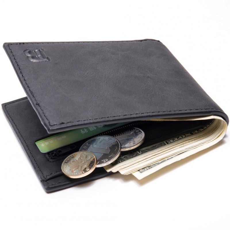 Men Wallets with Coin Bag Zipper Small Money Purses Money Clip Wallet Gift black