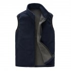 Men Warm Full Zip Casual Fleece Vest Outdoor Climbing Hiking Gilets Waist Coat navy blue L