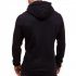 Men Warm Solid Color Zipper Slim Fleeced Hooded Sweatshirt black M