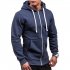Men Warm Solid Color Zipper Slim Fleeced Hooded Sweatshirt Dark gray XL