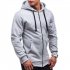Men Warm Solid Color Zipper Slim Fleeced Hooded Sweatshirt light gray XL