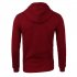 Men Warm Solid Color Zipper Slim Fleeced Hooded Sweatshirt wine red  XL