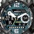 Men Watch Multi functional 50m Waterproof LED Digital Dual Display Electronic Sports Wrist Watch 8072 Black Gray