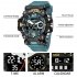Men Watch Multi functional 50m Waterproof LED Digital Dual Display Electronic Sports Wrist Watch 8072 Army Green