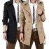 Men Windbreaker Long Fashion Jacket with Double breasted Buttons Lapel Collar Coat black XL
