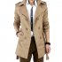 Men Windbreaker Long Fashion Jacket with Double breasted Buttons Lapel Collar Coat