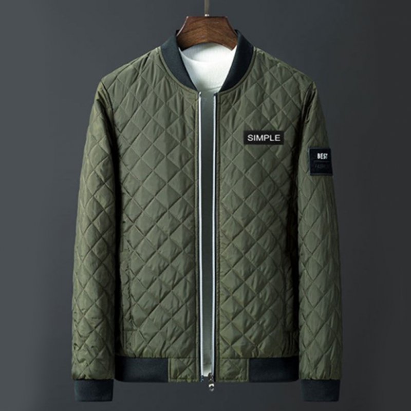 Men Winter Fashion Down Cotton Jacket Collar Jacket Cotton Coat Tops ArmyGreen_XL