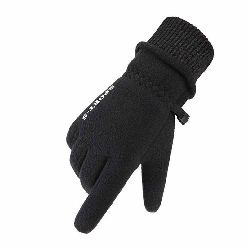 Men Winter Fleece Lined Gloves Waterproof Non-slip Warm Touch Screen Gloves for Riding Hiking Full Finger Black