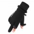 Men Winter Fleece Lined Gloves Waterproof Non slip Warm Touch Screen Gloves for Riding Hiking Two Finger Flip Black