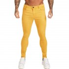 Men Winter Jeans Middle Waist Trousers Pants for Autumn Winter  Yellow L