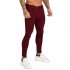 Men Winter Jeans Middle Waist Trousers Pants for Autumn Winter  Wine red M