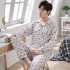 Men Winter Spring and Autumn Cotton Long Sleeve Casual Home Wear Pajamas Homewear 8819 red XXL