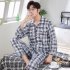Men Winter Spring and Autumn Cotton Long Sleeve Casual Home Wear Pajamas Homewear 8819 red XXL