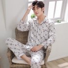 Men Winter Spring and Autumn Cotton Long Sleeve Casual Home Wear Pajamas Homewear 8801 red XL