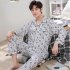 Men Winter Spring and Autumn Cotton Long Sleeve Casual Home Wear Pajamas Homewear 8801 red XXXL
