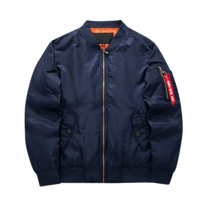 Men Winter Thick Jacket Warm Casual Cotton Short Coat Outwear Tops Navy blue_M