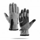 Men Winter Touch Screen Gloves Windproof Waterproof Fleece Lined Zipper Gloves