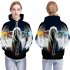 Men Women 3D Angel Wing Printing Loose Hooded Sweatshirt Photo Color S