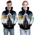 Men Women 3D Angel Wing Printing Loose Hooded Sweatshirt Photo Color M