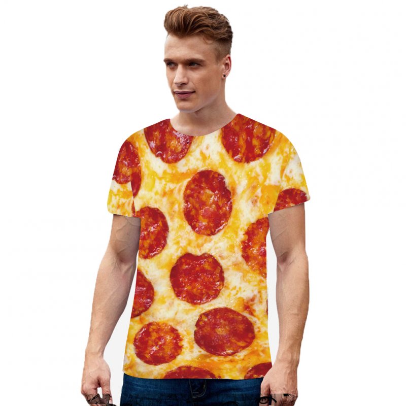 Men Women 3D Digital Gourmet Print Short-sleeved Round Collar T-shirt