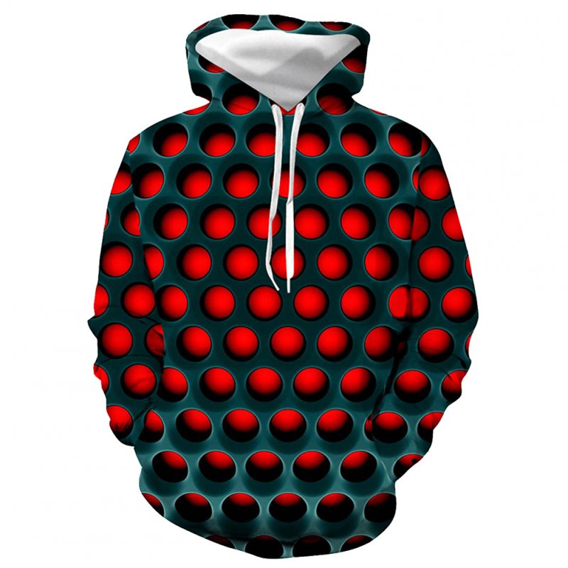 Men Women 3D Honeycomb Digital Printing Loose Hooded Sweatshirts Honeycomb sweater_M