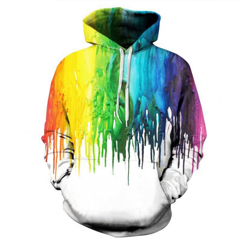 Men/Women 3D Print Hoodie Fashionable Colorful Oil Paint Design Hooded Pullover Top paint_S